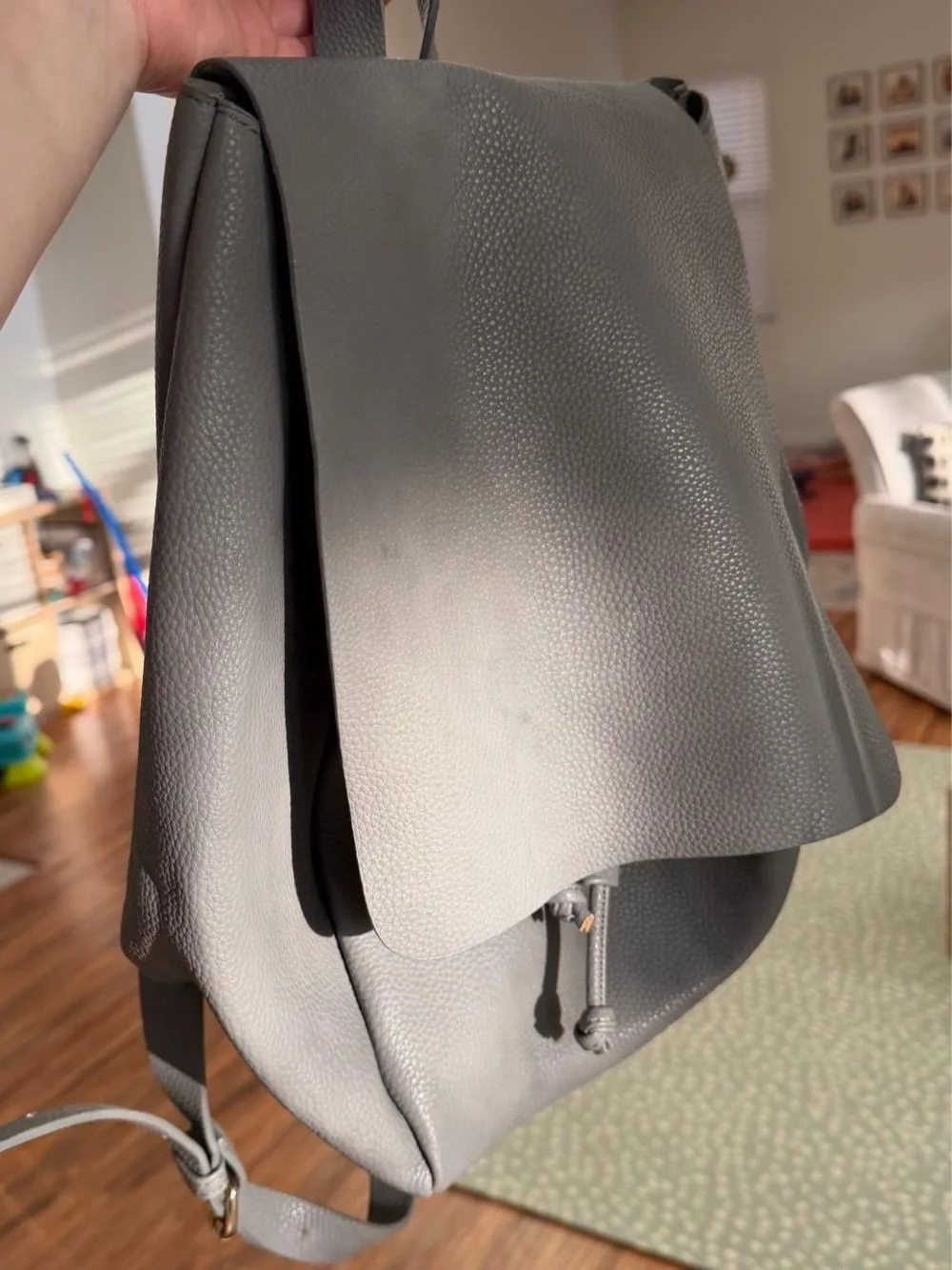 Minimalist Gray Women's Faux Leather Backpack
